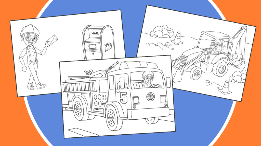 Blippi Downloadable Coloring Sheet Banner