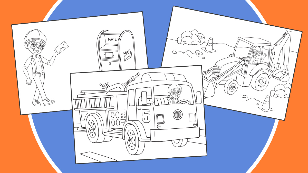 Blippi Downloadable Coloring Sheet Banner